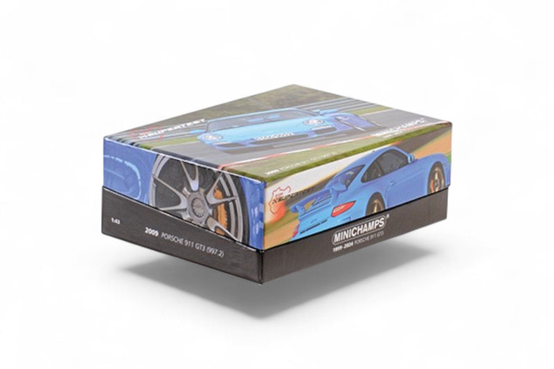 Load image into Gallery viewer, Porsche 911 GT3 2009 BLUE SPECIAL BOX ‼️LIMITED EDITION 525 pieces‼️ MINICHAMPS 1:43
