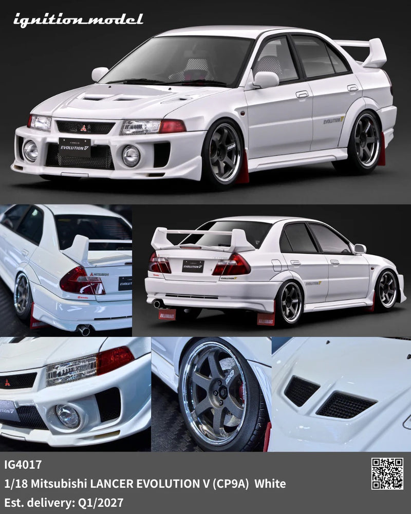 Load image into Gallery viewer, MITSUBISHI LANCER EVOLUTION V (CP9A) WHITE IGNITION MODEL 1:18
