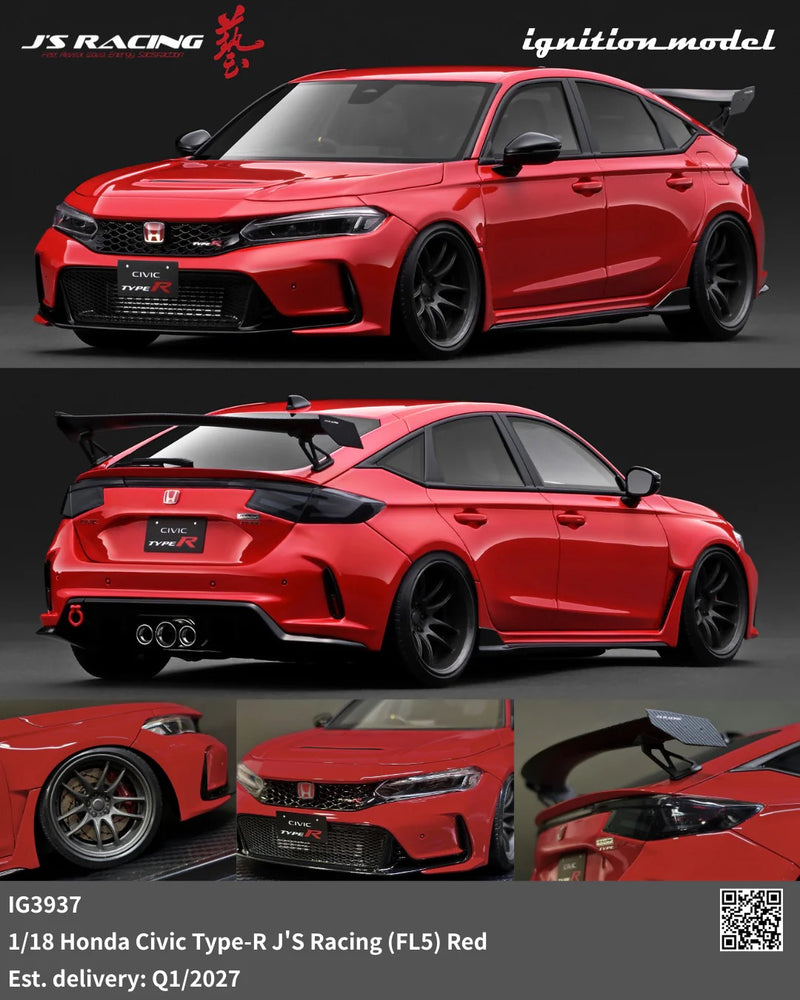 Load image into Gallery viewer, HONDA CIVIC TYPE-R J'S RACING (FL5) RED IGNITION MODEL 1:18
