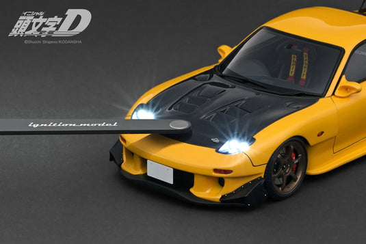 Mazda RX-7 (FD3S) Initial D "With LED light/USB Type-C cable is not included" YELLOW IGNITION MODEL 1:18