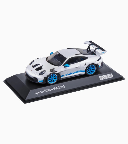 Porsche 911 GT3 RS (992) IAA SPECIAL MODEL 2023 Blanc/Bleu - LIMITED EDITION 1086/2000 pièces - PORSCHE DEALERMODEL 1:43