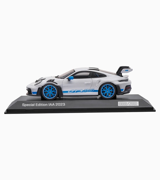 Porsche 911 GT3 RS (992) IAA SPECIAL MODEL 2023 Blanc/Bleu - LIMITED EDITION 1086/2000 pièces - PORSCHE DEALERMODEL 1:43