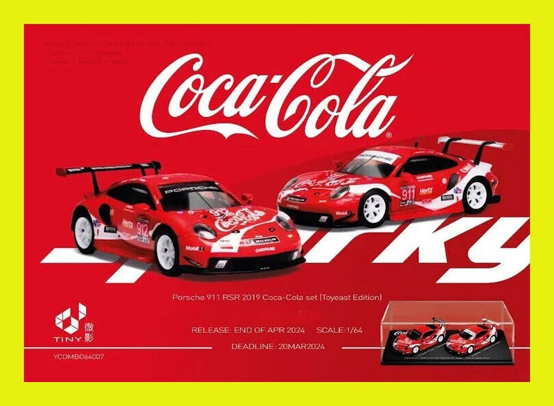 Load image into Gallery viewer, Porsche 911 RSR N°911 &amp; N°912 COCA-COLA PETIT LE MANS 2019 SET 2 CARS SPARK 1:64
