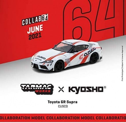 Laad de afbeelding in de Gallery-viewer, Toyota GR SUPRA "CUSCO" WIT/ROOD TARMAC WORKS 1:64
