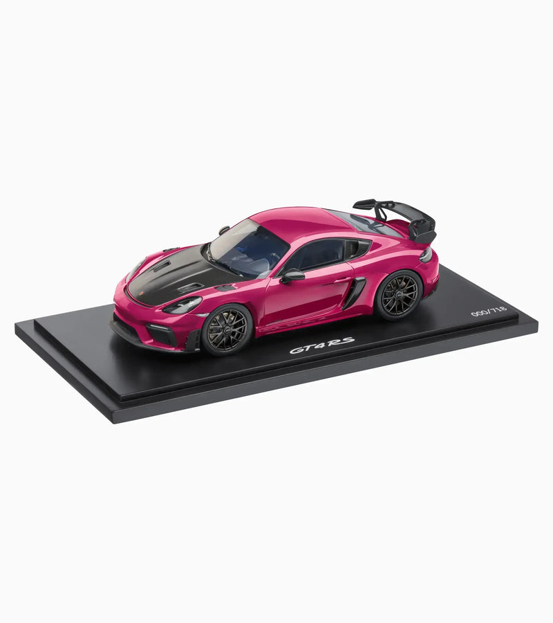 Chargez l'image dans la visionneuse de la galerie, Porsche 718 CAYMAN GT4 RS (982) Violet avec Case - ÉDITION LIMITÉE 661/718 pièces - PORSCHE DEALERMODEL 1:18
