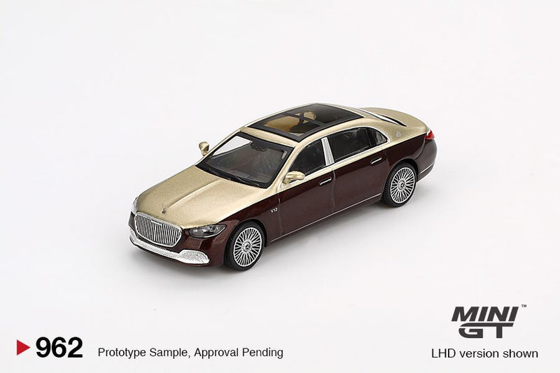 Load image into Gallery viewer, Mercedes MAYBACH S680 GOLD/DARK RED METALLIC 2024 (LHD) MINI GT 1:64
