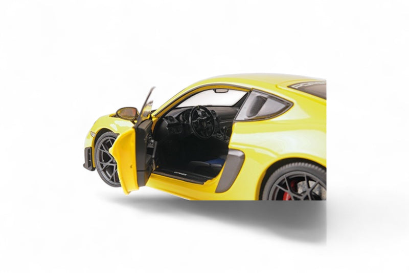 Load image into Gallery viewer, Porsche CAYMAN GT4 RS 2024 YELLOW W/ WEISSACH PACKAGE MINICHAMPS 1:18
