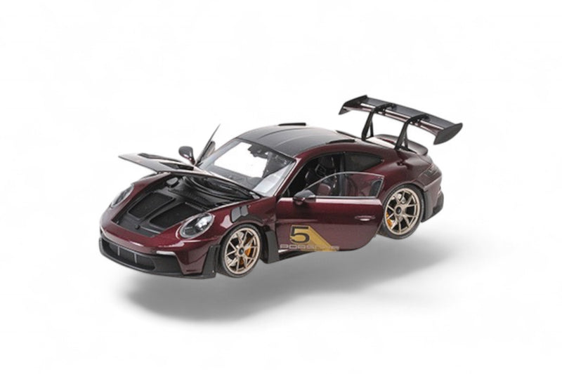 Load image into Gallery viewer, Porsche 911 (992) GT3RS 2023 PURPLE / GOLD WHEELS MINICHAMPS 1:18

