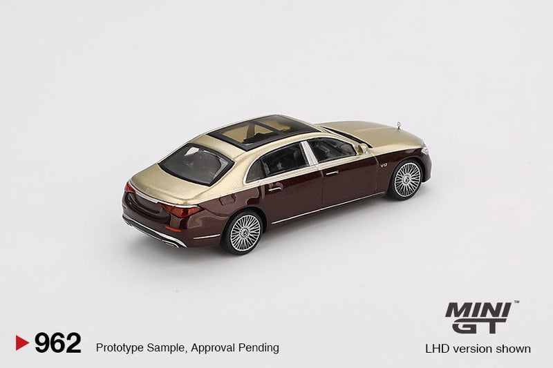 Load image into Gallery viewer, Mercedes MAYBACH S680 GOLD/DARK RED METALLIC 2024 (LHD) MINI GT 1:64
