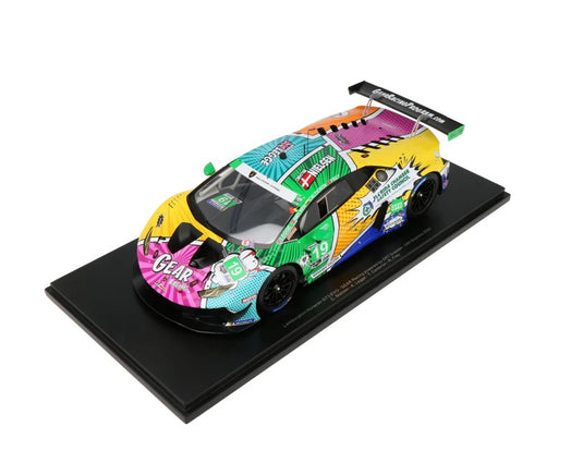 Lamborghini HURACAN GT3 EVO TEAM GEAR RACING BY GRT GRASSER N 19 24h DAYTONA 2020 C.NIELSEN - K.LEGGE - T.CALDERON - R.FREY - LIGHT BLUE YELLOW/GREEN with case & base SPARK 1:18