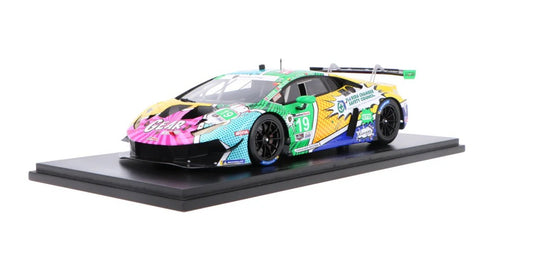 Lamborghini HURACAN GT3 EVO TEAM GEAR RACING BY GRT GRASSER N 19 24h DAYTONA 2020 C.NIELSEN - K.LEGGE - T.CALDERON - R.FREY - LIGHT BLUE YELLOW/GREEN with case & base SPARK 1:18