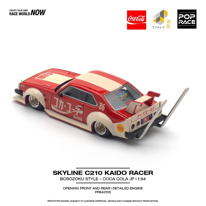 Load image into Gallery viewer, Nissan SKYLINE C210 Kaido Racer *Bosozoku Style* Coca-cola JP Red/White POP RACE 1:64

