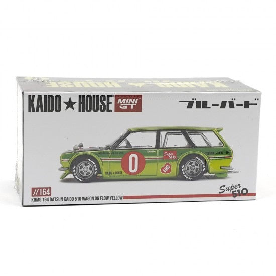 Load image into Gallery viewer, Datsun KAIDO 510 WAGON OG FLO YELLOW 1969 MINI GT 1:64
