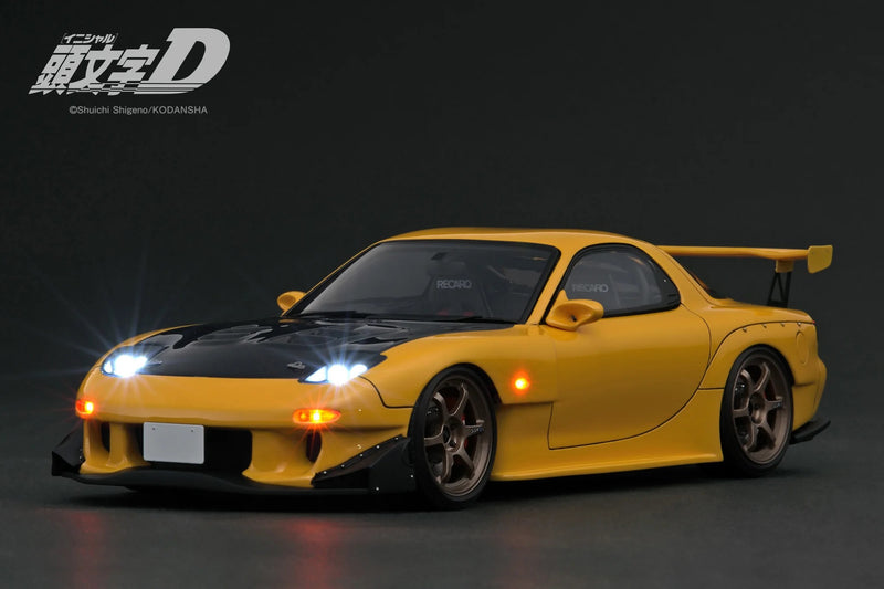 Load image into Gallery viewer, Mazda RX-7 (FD3S) Initial D &quot;With LED light/USB Type-C cable is not included&quot; YELLOW IGNITION MODEL 1:18
