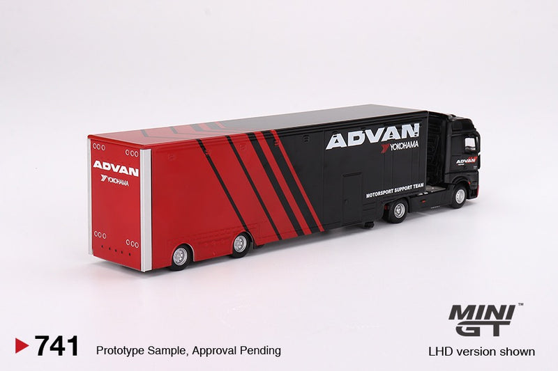 Load image into Gallery viewer, Mercedes-Benz ACTROS W/ RACING TRANSPORTER 2023 (LHD) MINI GT 1:64
