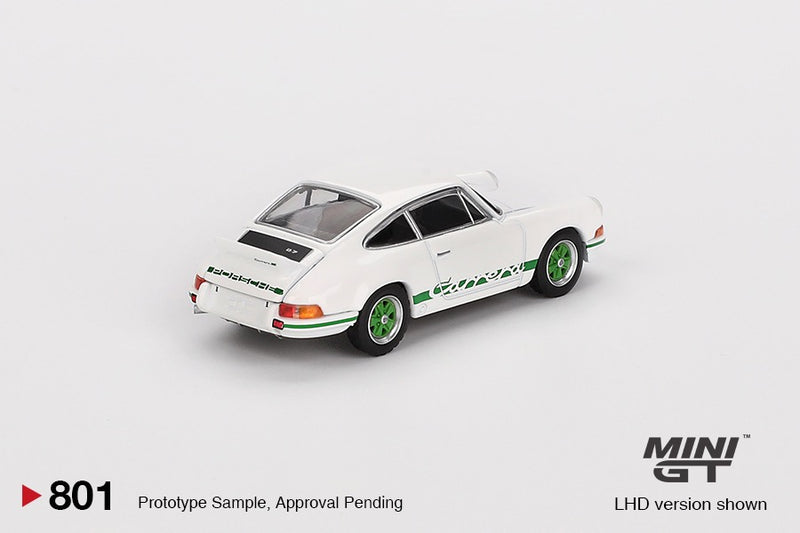 Load image into Gallery viewer, PORSCHE 911 (901) 2,7 CARRERA RS GRAND PRIX WHITE WITH GREEN LIVERY 1973 MINI GT 1:64
