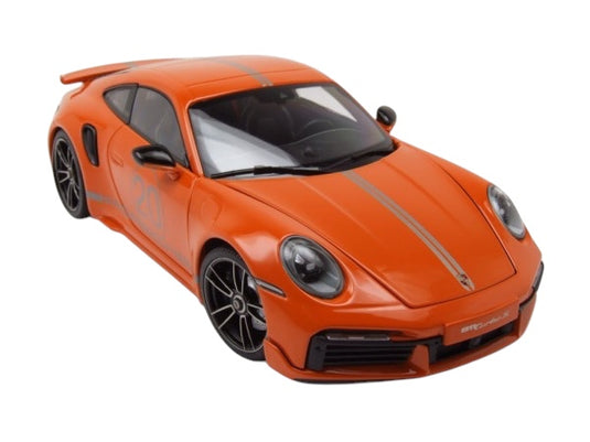 Porsche 911 (992) Turbo S coupe Sport Design 2021 Orange MINICHAMPS 1:18
