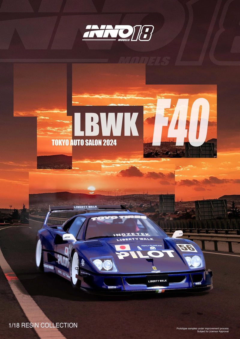 Load image into Gallery viewer, Ferrari LBWK F40 Tokyo Salon 2023 Blue/White INNO18 Models 1:18

