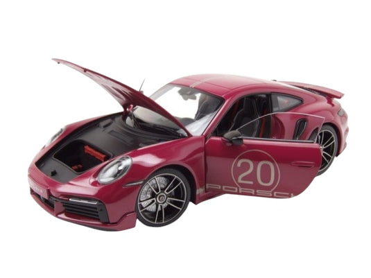 Porsche 911 (992) Turbo S coupe Sport Design 2021 Red MINICHAMPS 1:18