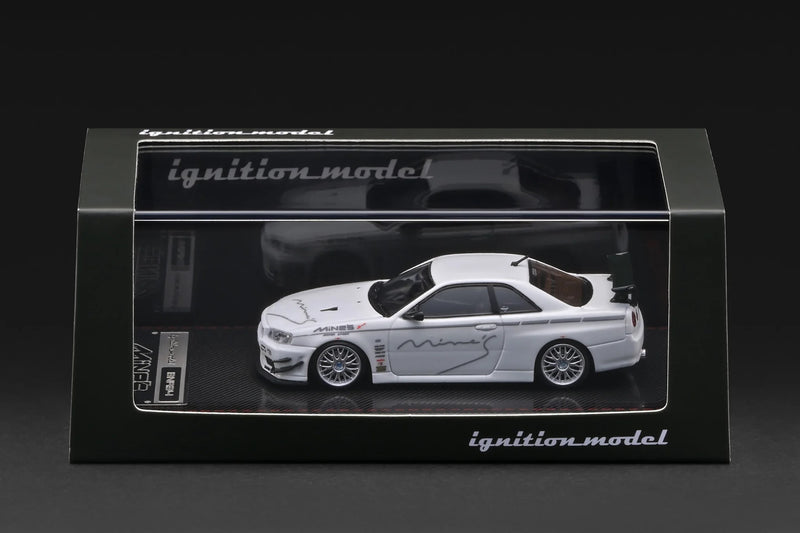 Chargez l'image dans la visionneuse de la galerie, NISSAN SKYLINE GT-R MINE'S (R34) BLANC IGNITION MODEL 1:64
