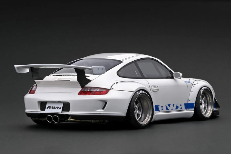 Laad de afbeelding in de Gallery-viewer, PORSCHE RWB 997 GT3 WIT/BLAUW IGNITION MODEL 1:18
