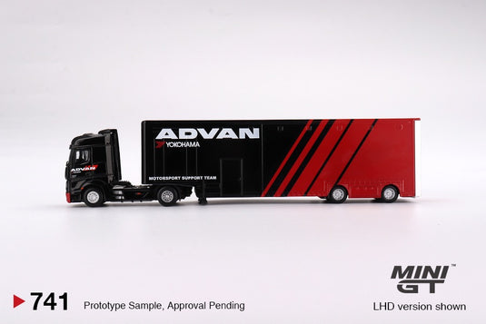 Mercedes-Benz ACTROS W/ RACING TRANSPORTER 2023 (LHD) MINI GT 1:64