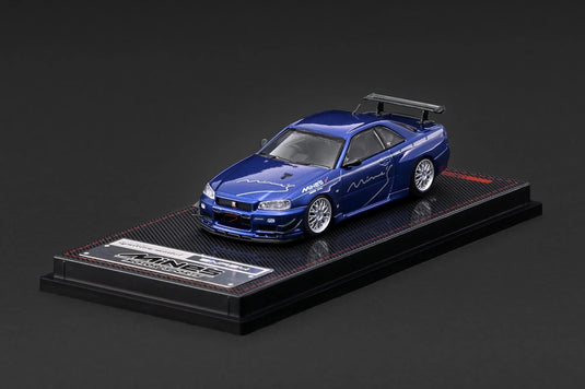 NISSAN SKYLINE GT-R MINE'S (R34) BLUE IGNITION MODEL 1:64