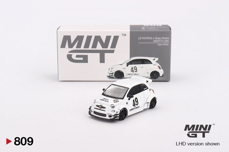 Load image into Gallery viewer, Fiat 595 ABARTH LB-WORKS X ABAS WORKS GARA WHITE 2024 (LHD) MINI GT 1:64

