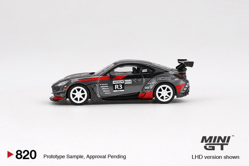 Load image into Gallery viewer, Toyota GR86 HKS TURBOCHARGED LARRY CHEN&#39;S 2024 Grey/Red/Black/White (LHD) MINI GT 1:64
