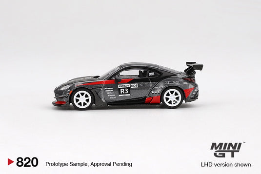 Toyota GR86 HKS TURBOCHARGED LARRY CHEN'S 2024 Grey/Red/Black/White (LHD) MINI GT 1:64
