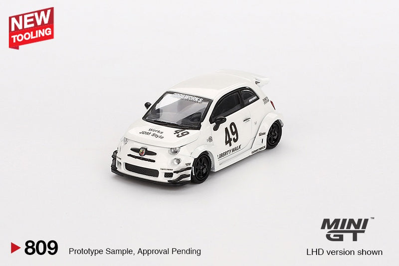Load image into Gallery viewer, Fiat 595 ABARTH LB-WORKS X ABAS WORKS GARA WHITE 2024 (LHD) MINI GT 1:64
