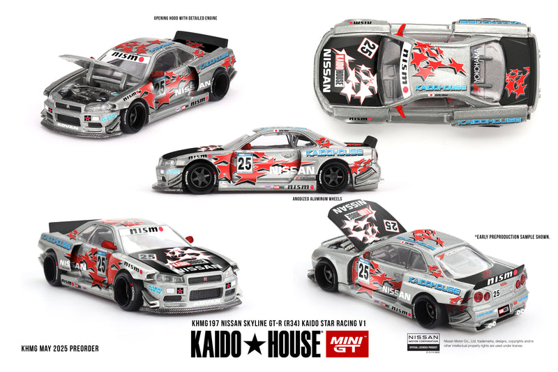 Load image into Gallery viewer, Nissan SKYLINE GT-R (R34) KAIDO STAR RACING V1 1999 MINI GT 1:64
