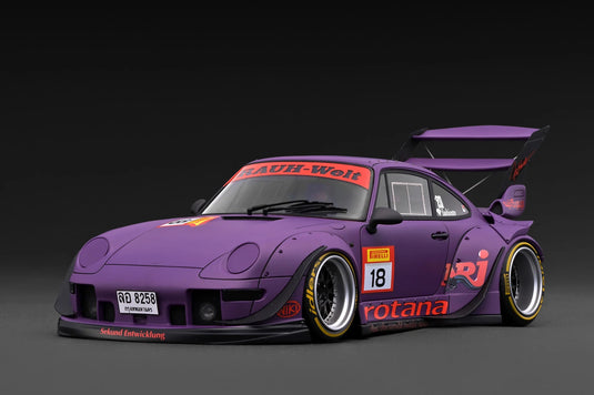 ‼️LIMITED EDITION‼️ PORSCHE RWB 993 PURPLE WITH *MR.NAKAI* IGNITION MODEL 1:18