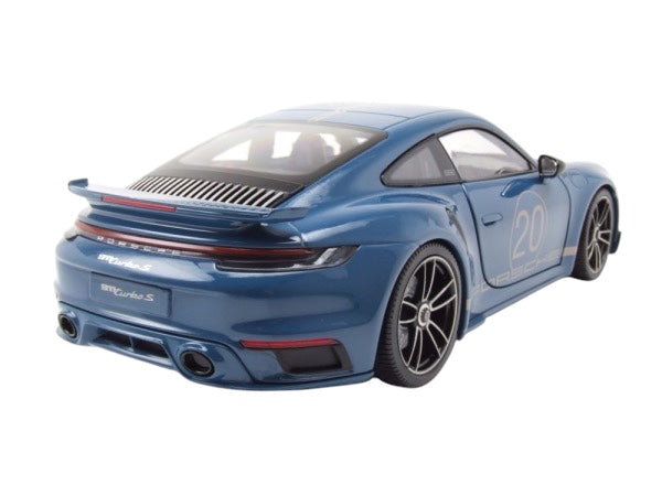 Load image into Gallery viewer, Porsche 911 (992) Turbo S coupe Sport Design 2021 Blue MINICHAMPS 1:18
