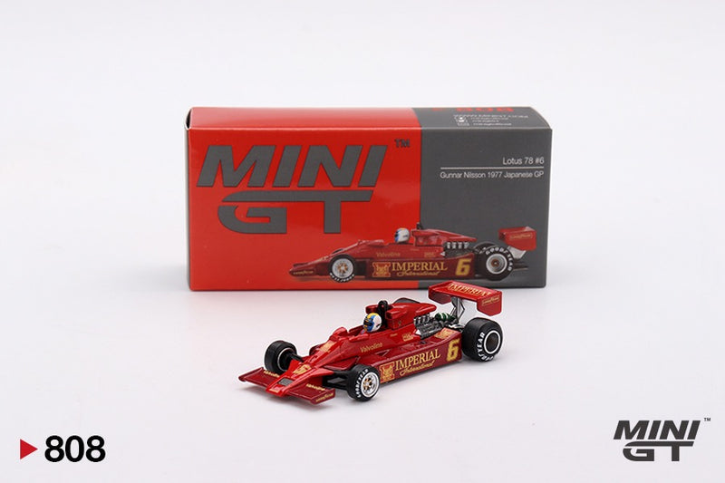 Laad de afbeelding in de Gallery-viewer, Lotus 78 #3 GUNNAR NILSSON JAPANSE GP 1977 (LHD) MINI GT 1:64
