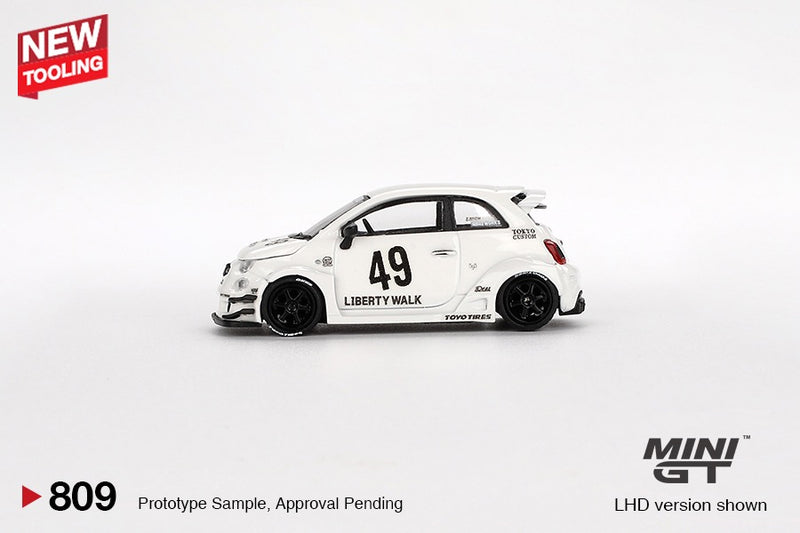 Load image into Gallery viewer, Fiat 595 ABARTH LB-WORKS X ABAS WORKS GARA WHITE 2024 (LHD) MINI GT 1:64
