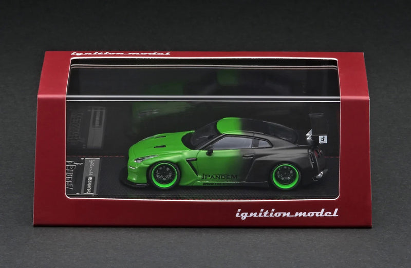 Chargez l'image dans la visionneuse de la galerie, Nissan PANDEM R35 GT-R VERT/NOIR IGNITION MODEL 1:64
