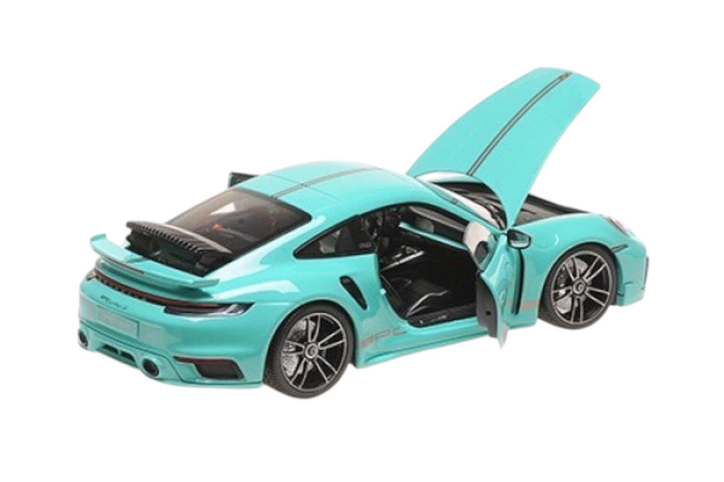 Load image into Gallery viewer, Porsche 911 (992) Turbo S coupe Sport Design 2021 Green MINICHAMPS 1:18
