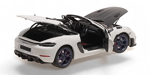 Porsche SPYDER RS 2024 WHITE METTALIC / BLUE WHEELS WITH WEISSACH PACKAGE MINICHAMPS 1:18