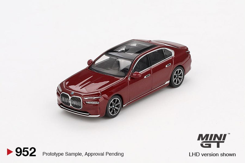 Load image into Gallery viewer, Bmw I7 XDRIVE60 AVENTURIN RED 2023 (LHD) MINI GT 1:64
