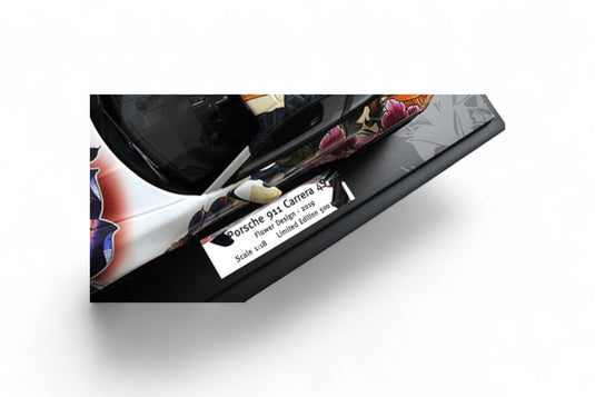 Porsche 911 CARRERA 4S 2019 BLOEMENONTWERP BASISPLAAT EN ACRYL CASE ‼️BEPERKTE EDITIE 500 stuks‼️ MINICHAMPS 1:18