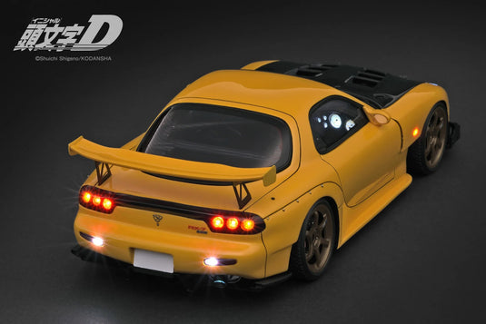 Mazda RX-7 (FD3S) Initial D "With LED light/USB Type-C cable is not included" YELLOW IGNITION MODEL 1:18