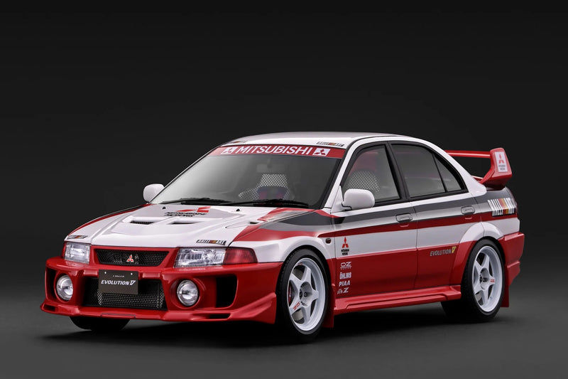 Load image into Gallery viewer, MITSUBISHI LANCER EVOLUTION V (CP9A) WHITE/RED IGNITION MODEL 1:18
