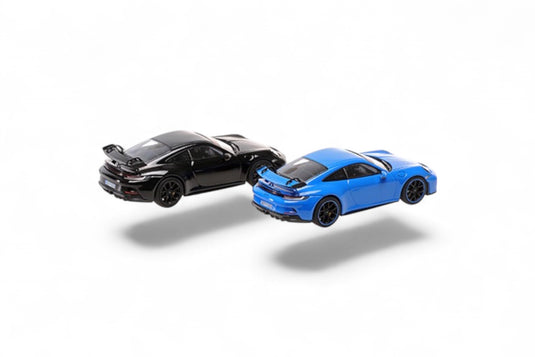 Porsche 911 (992) GT3 – 2021 - 2 CAR SET – BLUE/BLACK ‼️LIMITED EDITION 525 pieces‼️ MINICHAMPS 1:43