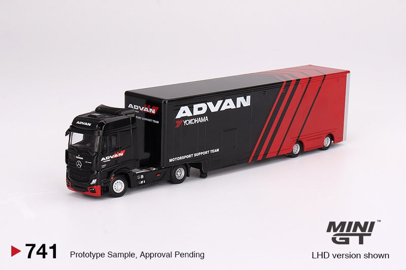 Load image into Gallery viewer, Mercedes-Benz ACTROS W/ RACING TRANSPORTER 2023 (LHD) MINI GT 1:64
