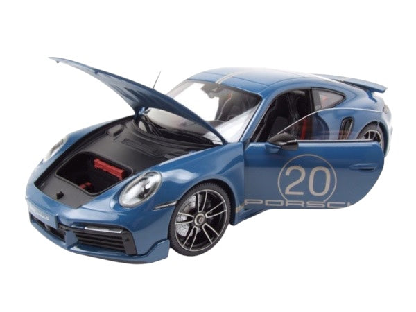 Load image into Gallery viewer, Porsche 911 (992) Turbo S coupe Sport Design 2021 Blue MINICHAMPS 1:18
