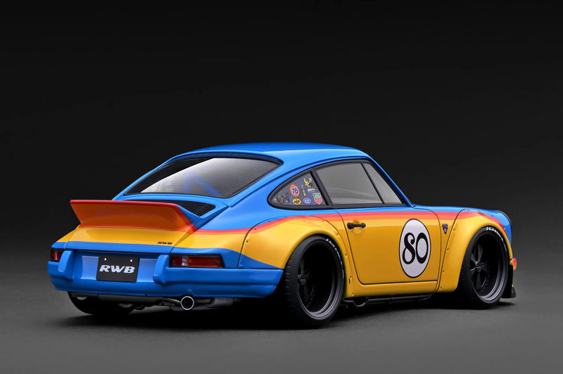 Load image into Gallery viewer, Porsche RWB BACKDATE BLUE/YELLOW IGNITION MODEL 1:18
