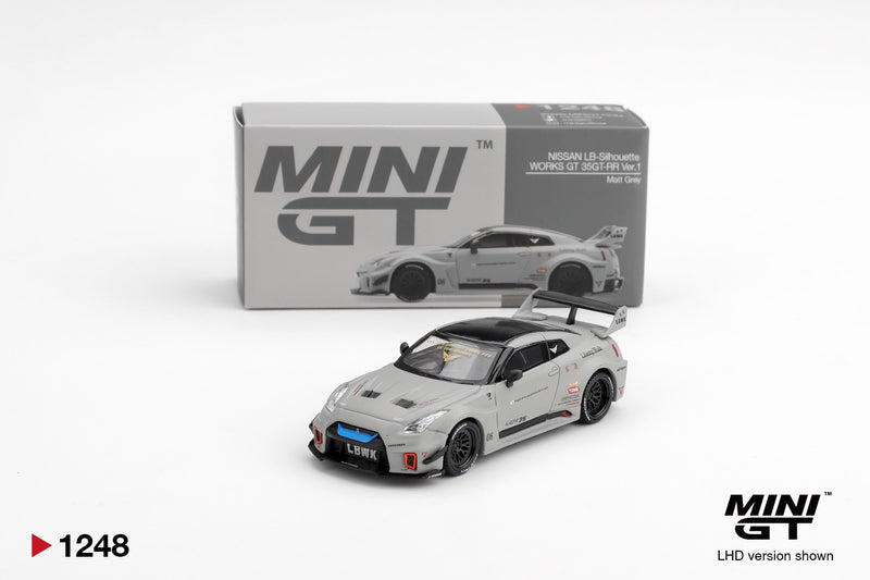 Chargez l'image dans la visionneuse de la galerie, NISSAN GTR R35 LB-SUPER SILHOUETTE GT-RR VER1 GRIS MAT 2026 MINI GT 1:64
