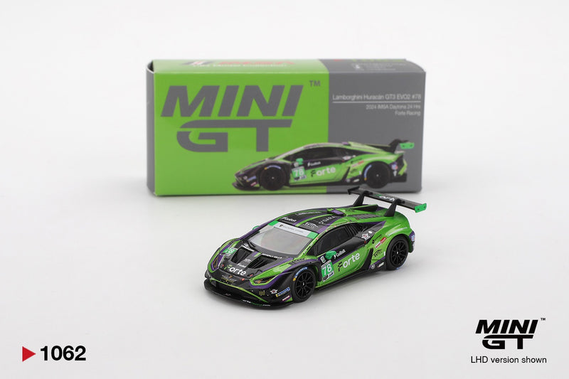 Load image into Gallery viewer, LAMBORGHINI HURACAN GT3 EVO2 #78 FORTE RACING DAYTONA 24 HRS 2024 MINI GT 1:64
