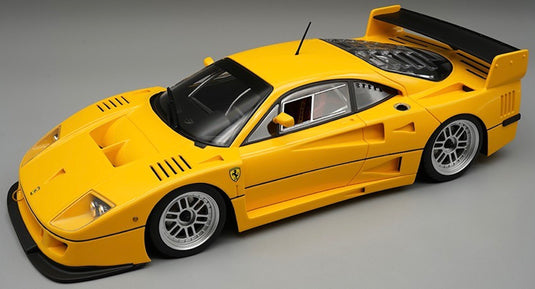 Ferrari F40 LM 1996 Press Version Yellow with BBS silver rims (LIMITED EDITION Nr.31/95 With leather base / No Case) TECNOMODEL 1:18